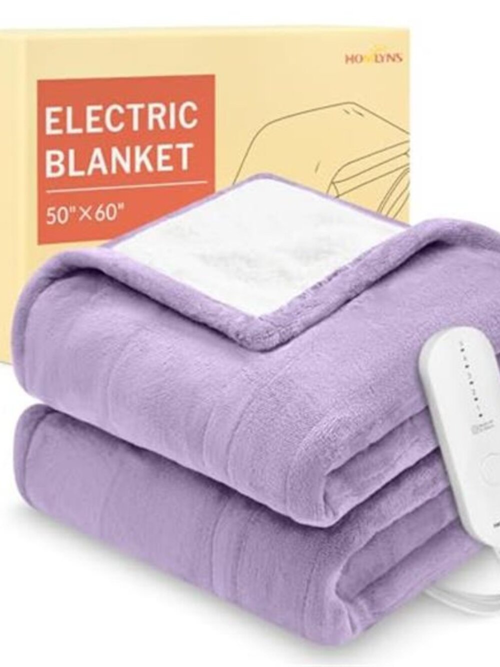 Heated Blanket Electric Throw Flannel Sherpa Soft Warm 5 Heat Timer Purple 50x60